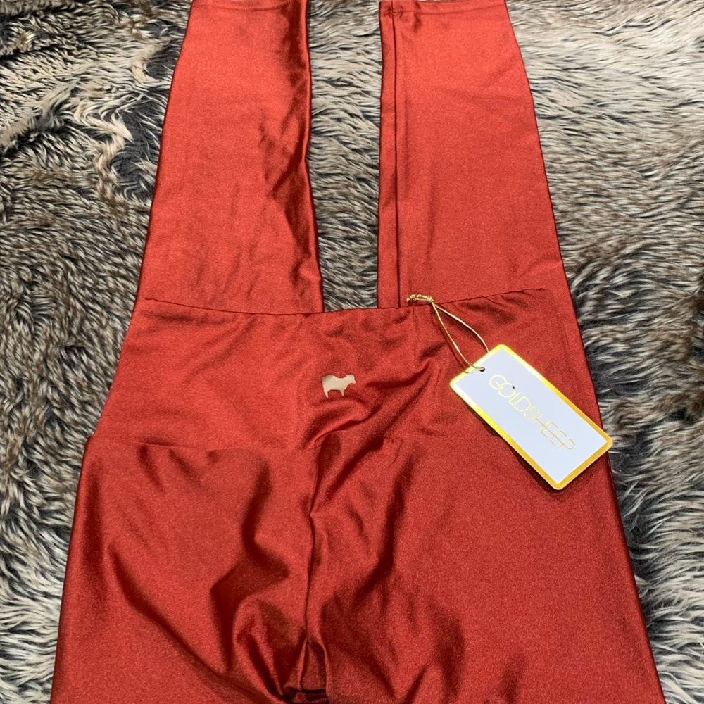 Goldsheep Legging Shiny rust Long Length Fitness Yoga Pilates Size S NWT